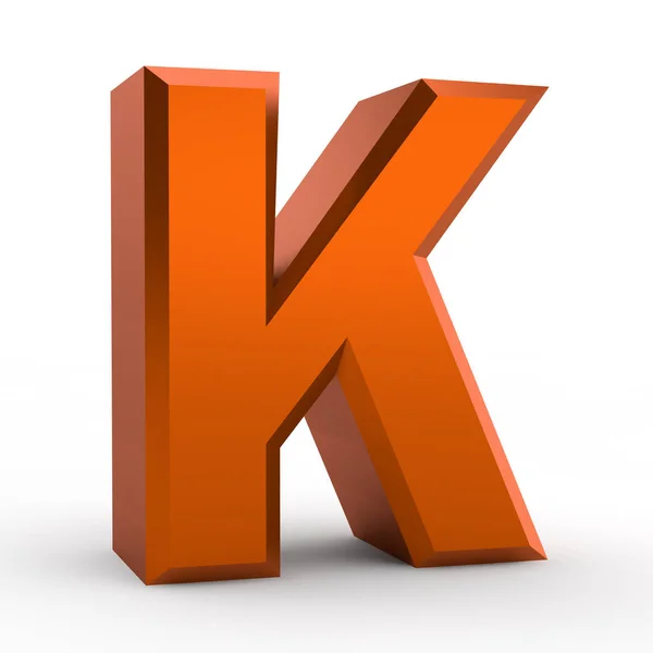 K palavra alfabeto laranja no fundo branco ilustração 3D renderização — Fotografia de Stock