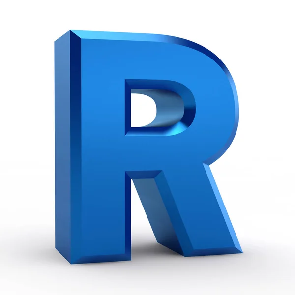 R mot alphabet bleu sur fond blanc illustration rendu 3D — Photo