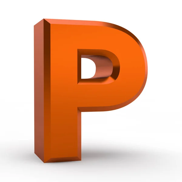 Beyaz arkaplan illüstrasyonunda P turuncu alfabe sözcüğü 3D görüntüleme — Stok fotoğraf
