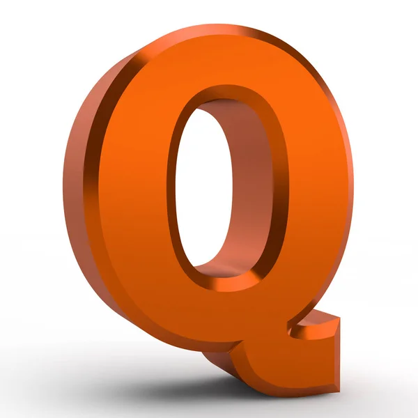 Q palabra del alfabeto naranja sobre fondo blanco ilustración 3D renderizado —  Fotos de Stock