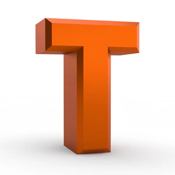 白色背景图3D渲染中的T橙色字母表 — 图库照片