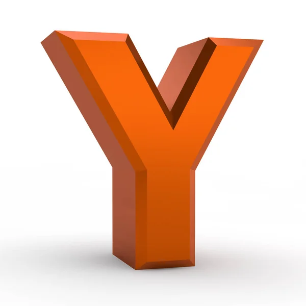 Beyaz arkaplan illüstrasyonunda Y turuncu alfabesi sözcüğü 3D görüntüleme — Stok fotoğraf