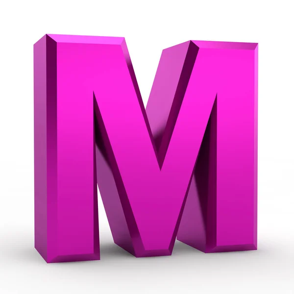 M pink alphabet word on white background illustration 3D rendering — 스톡 사진