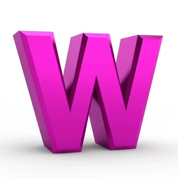 W pink alphabet word on white background illustration 3D rendering — 스톡 사진