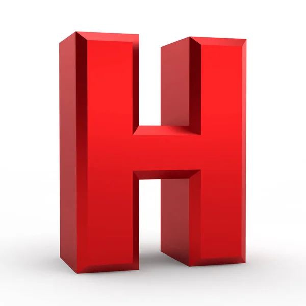 H palabra de alfabeto rojo sobre fondo blanco ilustración 3D renderizado —  Fotos de Stock