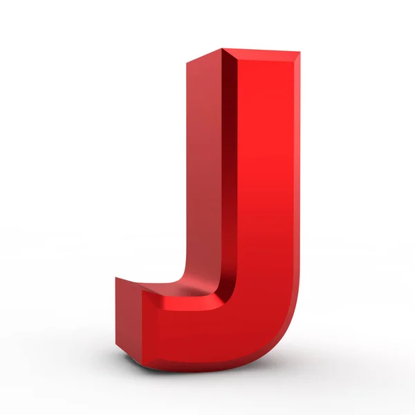 J palabra de alfabeto rojo sobre fondo blanco ilustración 3D renderizado —  Fotos de Stock