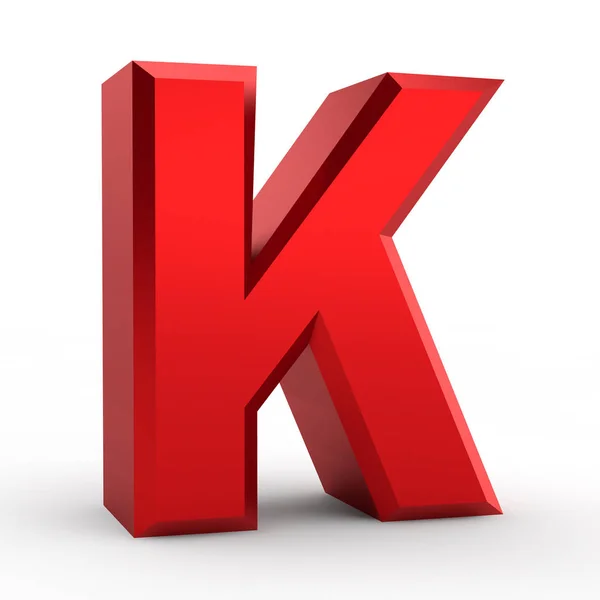 K palavra alfabeto vermelho no fundo branco ilustração 3D renderização — Fotografia de Stock