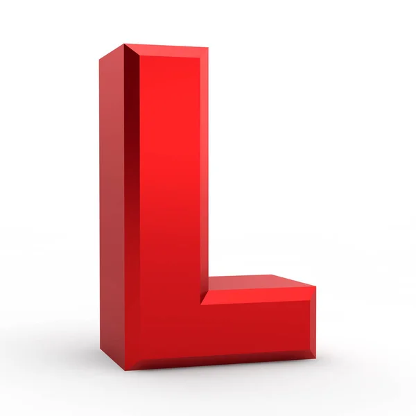 Beyaz arkaplan illüstrasyonunda L kırmızı alfabesi sözcüğü 3d oluşturma — Stok fotoğraf