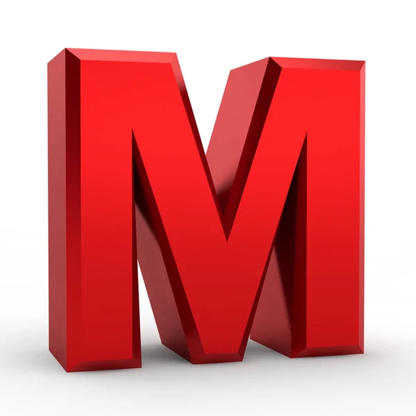 M red alphabet word on white background illustration 3D rendering — 스톡 사진