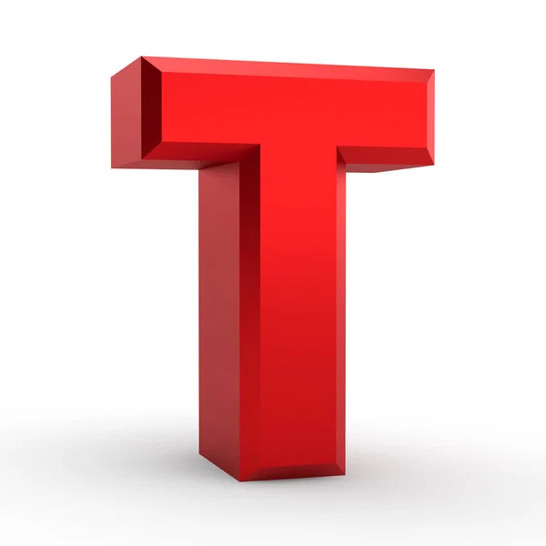 T κόκκινη λέξη αλφάβητο σε λευκό φόντο εικονογράφηση 3d απόδοση — Φωτογραφία Αρχείου