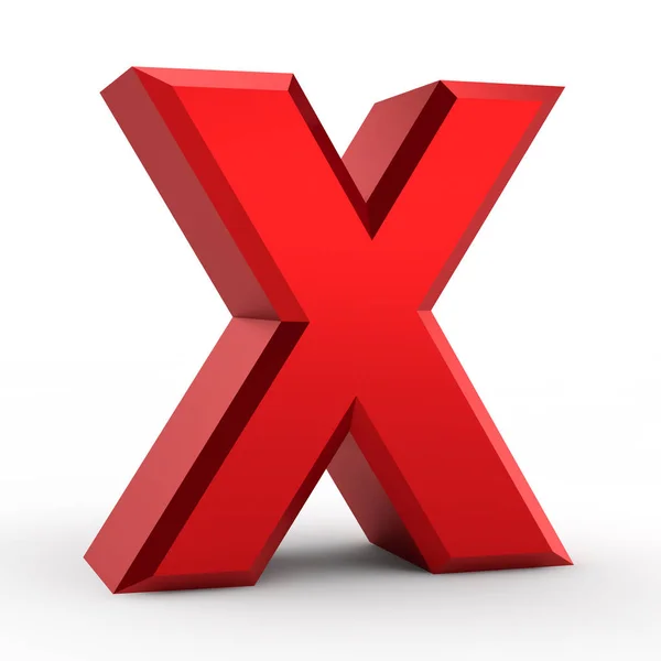 X palavra alfabeto vermelho no fundo branco ilustração 3D renderização — Fotografia de Stock