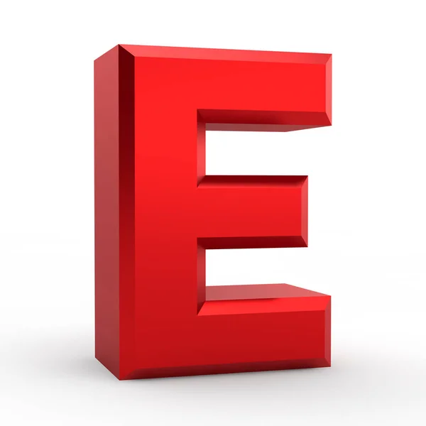 E κόκκινο αλφάβητο λέξη σε λευκό φόντο εικονογράφηση 3d απόδοση — Φωτογραφία Αρχείου
