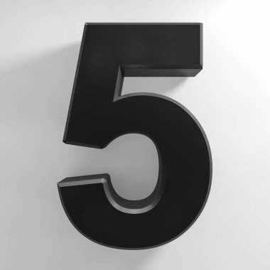 Beyaz arkaplan illüstrasyonunda 5 numaralı siyah renk koleksiyonu