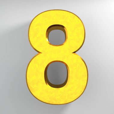 Beyaz arkaplan illüstrasyonunda 8 numaralı altın renk koleksiyonu