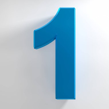 Beyaz arkaplan illüstrasyonunda 1 numaralı mavi renk koleksiyonu