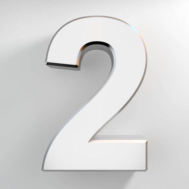 Beyaz arkaplan illüstrasyonunda 2 numaralı gümüş renk koleksiyonu