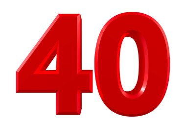 Beyaz arkaplan illüstrasyonunda kırmızı numaralar 40