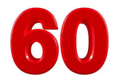 Beyaz arkaplan illüstrasyonunda kırmızı numaralar 60