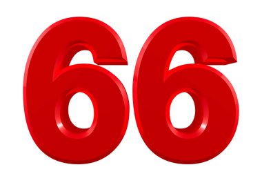 Beyaz arkaplan illüstrasyonunda kırmızı numaralar 66.