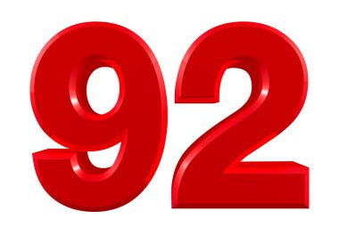 Beyaz arkaplan illüstrasyonunda kırmızı numaralar 92.