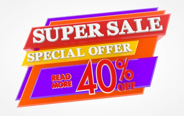 SUPER SALE SPECIAL OFFER 40 % OFF READ MORE 3d rendering — 스톡 사진