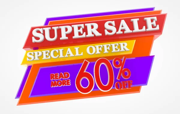 SUPER SALE SPECIAL OFFER 60 % OFF READ MORE 3d rendering — 스톡 사진