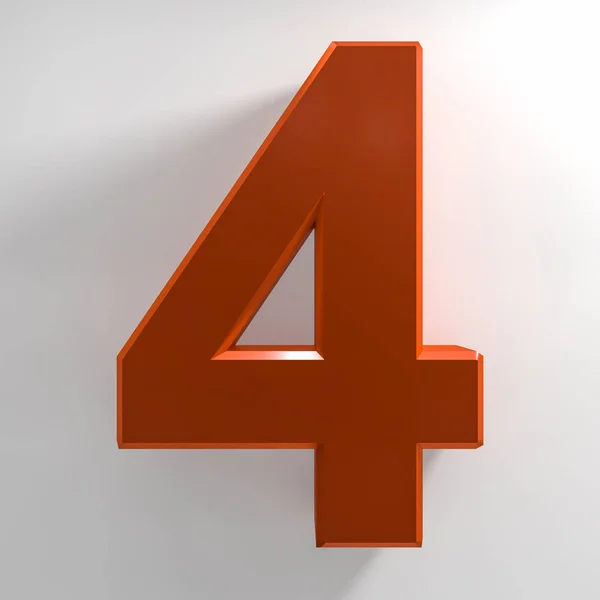 Número 4 colección de color naranja sobre fondo blanco ilustración 3D renderizado —  Fotos de Stock