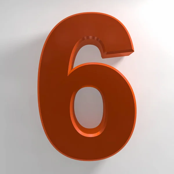 Número 6 coleção de cores laranja no fundo branco ilustração 3D renderização — Fotografia de Stock