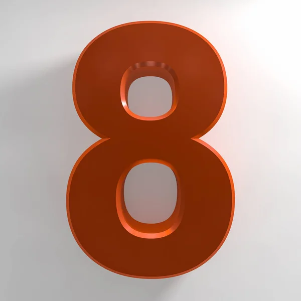 Number 8 orange color collection on white background illustration 3D rendering — Stock Photo, Image