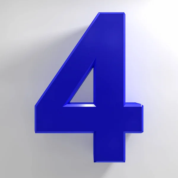 Número 4 colección de color azul sobre fondo blanco ilustración 3D renderizado —  Fotos de Stock