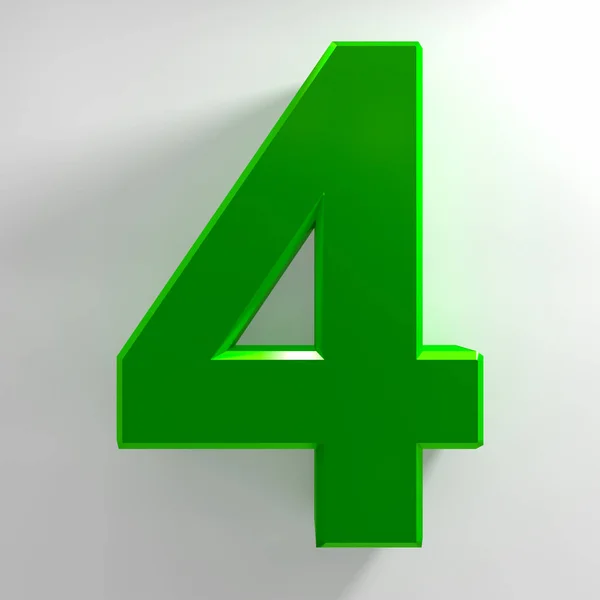 Αριθμός 4 πράσινη συλλογή χρωμάτων σε λευκό φόντο εικονογράφηση 3d απόδοση — Φωτογραφία Αρχείου