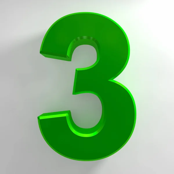 Number 3 green color collection on white background illustration 3D rendering — 스톡 사진