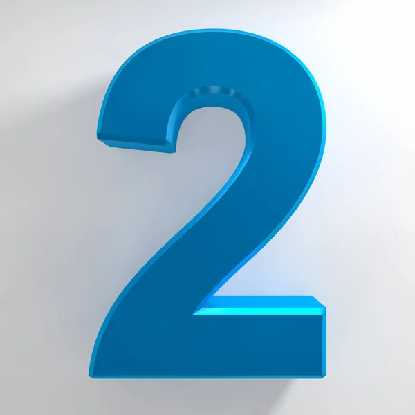 Numero 2 collezione di colori blu su sfondo bianco illustrazione rendering 3D — Foto Stock