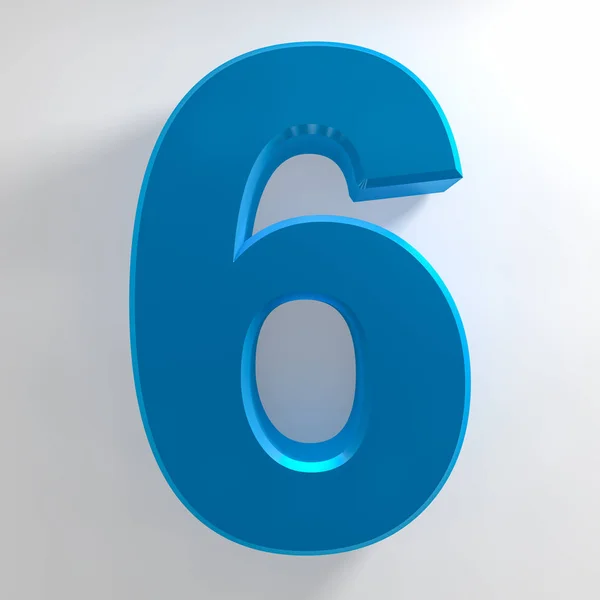 Nummer 6 blauwe kleurencollectie op witte achtergrond illustratie 3d rendering — Stockfoto