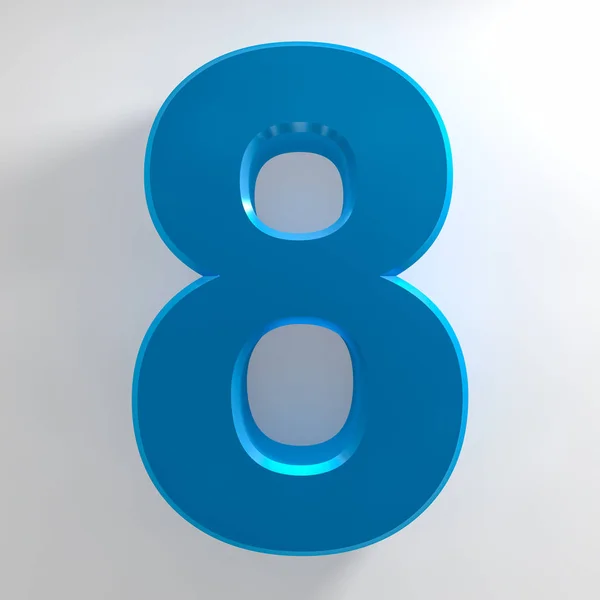 Numero 8 collezione di colori blu su sfondo bianco illustrazione rendering 3D — Foto Stock
