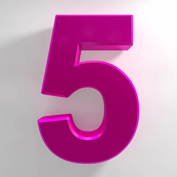 Number 5 pink color collection on white background illustration 3D rendering — Stock Photo, Image