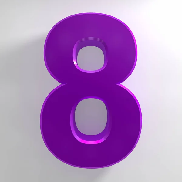 Number 8 purple color collection on white background illustration 3D rendering — Stock Photo, Image