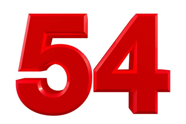 Κόκκινο αριθμούς 54 σε λευκό φόντο εικονογράφηση 3d απόδοση — Φωτογραφία Αρχείου