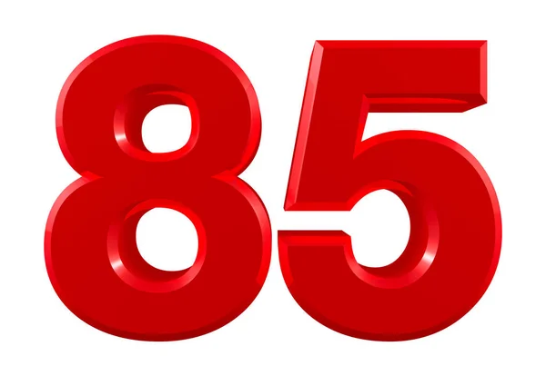 Red numbers 85 on white background illustration 3D rendering — 스톡 사진