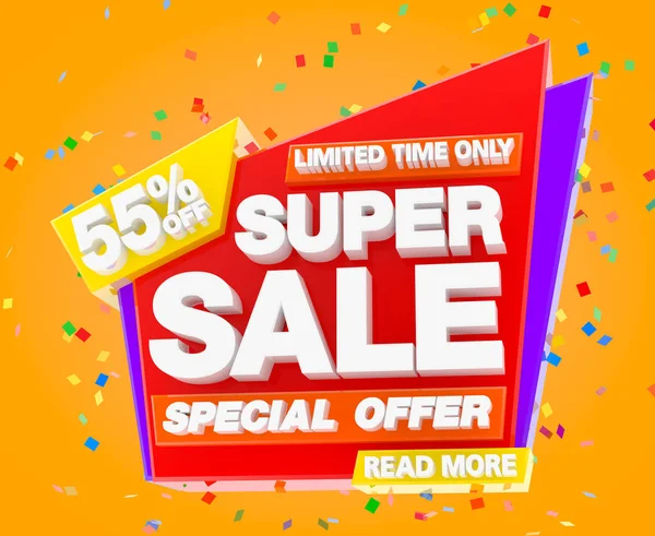 OFFRE SPÉCIALE DE VENTE SUPER 55 % DE RÉDUCTION DU TEMPS LIMITÉ SEULEMENT rendu 3d — Photo