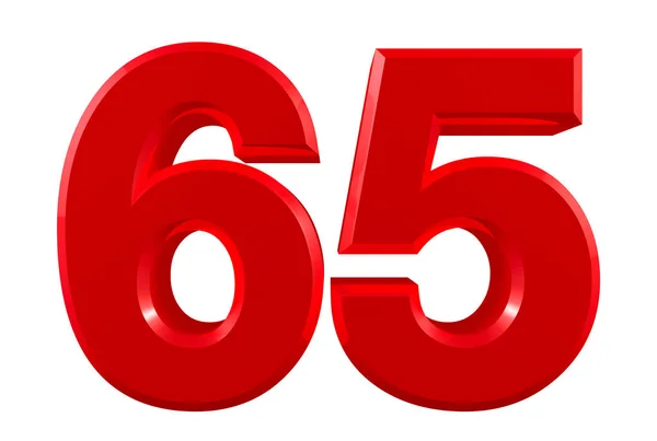 Números vermelhos 65 sobre fundo branco ilustração 3D renderização Imagens De Bancos De Imagens Sem Royalties