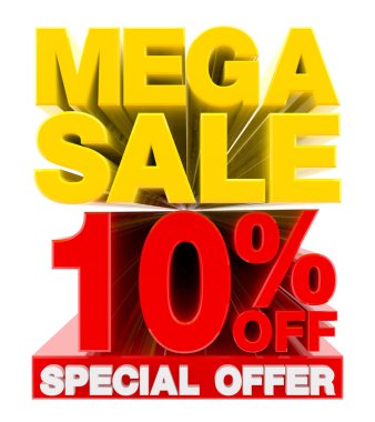 Mega satış% 10 indirimli Özel Teklif illüstrasyon 3D görüntüleme