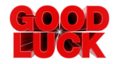 Beyaz arka plan illüstrasyon 3d render Üzerinde Good Luck kırmızı kelime