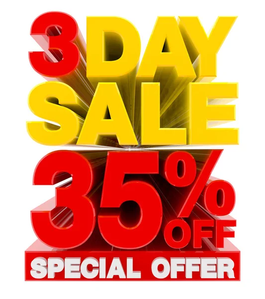 3 dagen te koop 35% korting Speciale aanbieding illustratie 3d rendering — Stockfoto