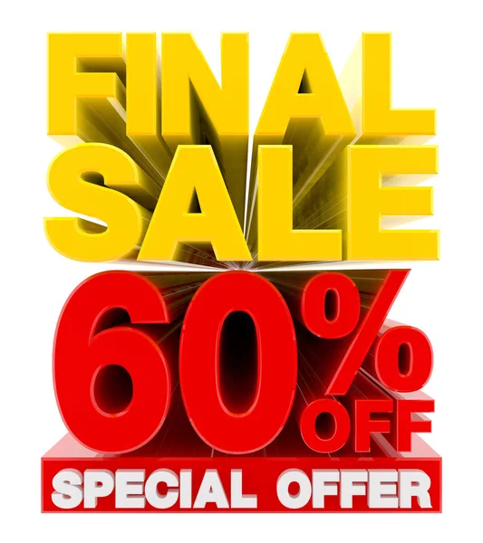 FINAL SALE 60 % OFF SPECIAL OFFER illustration 3D rendering — 스톡 사진