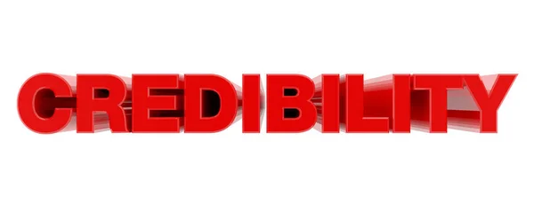CREDIBILITY kata merah pada ilustrasi latar belakang putih 3D rendering — Stok Foto