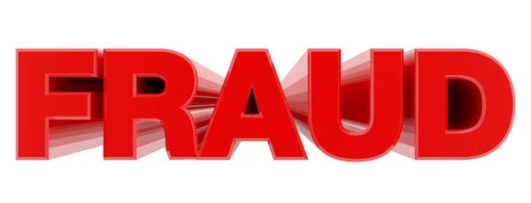 Betrug rotes Wort auf weißem Hintergrund Illustration 3d Rendering — Stockfoto