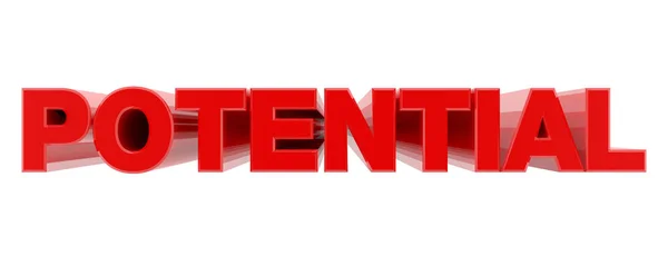 POTENCIAL palabra roja sobre fondo blanco ilustración 3D renderizado — Foto de Stock