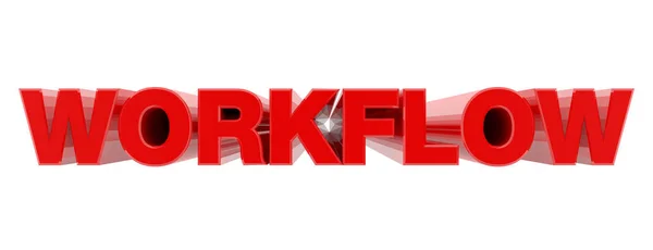 WORKFLOW palabra roja sobre fondo blanco ilustración 3D renderizado —  Fotos de Stock