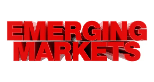 Emerging Marknader rött ord på vit bakgrund illustration 3d rendering — Stockfoto